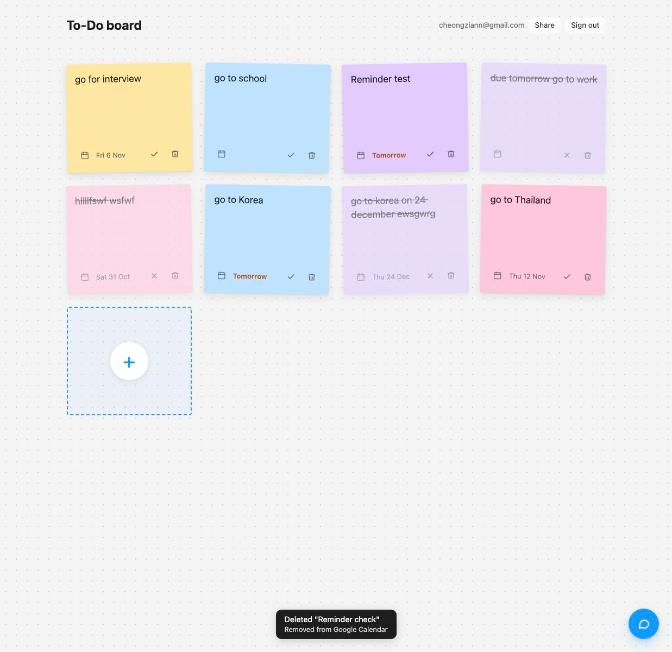 Deleted toast with Removed from Google Calendar