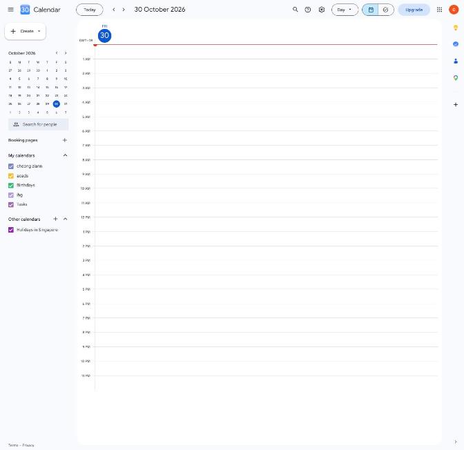 Google Calendar day view without the event